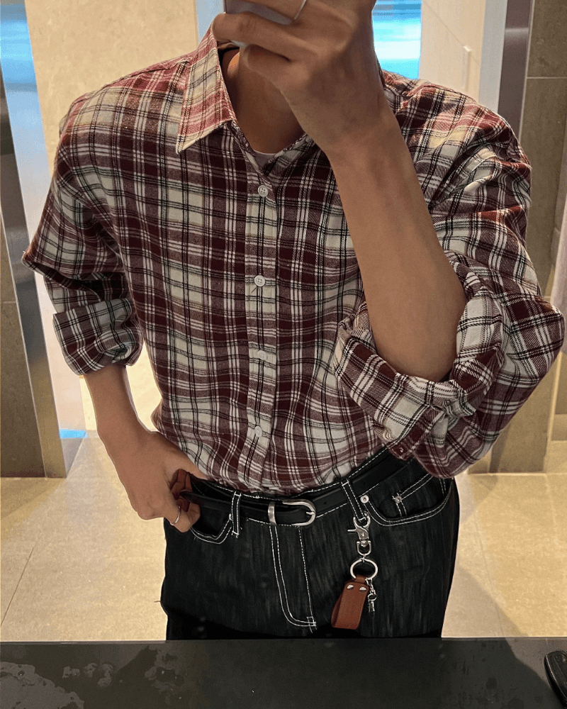 무드 오버 체크셔츠