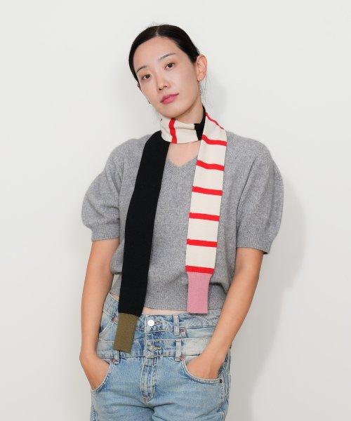 윌리 슬림 머플러 레드 스트라이프