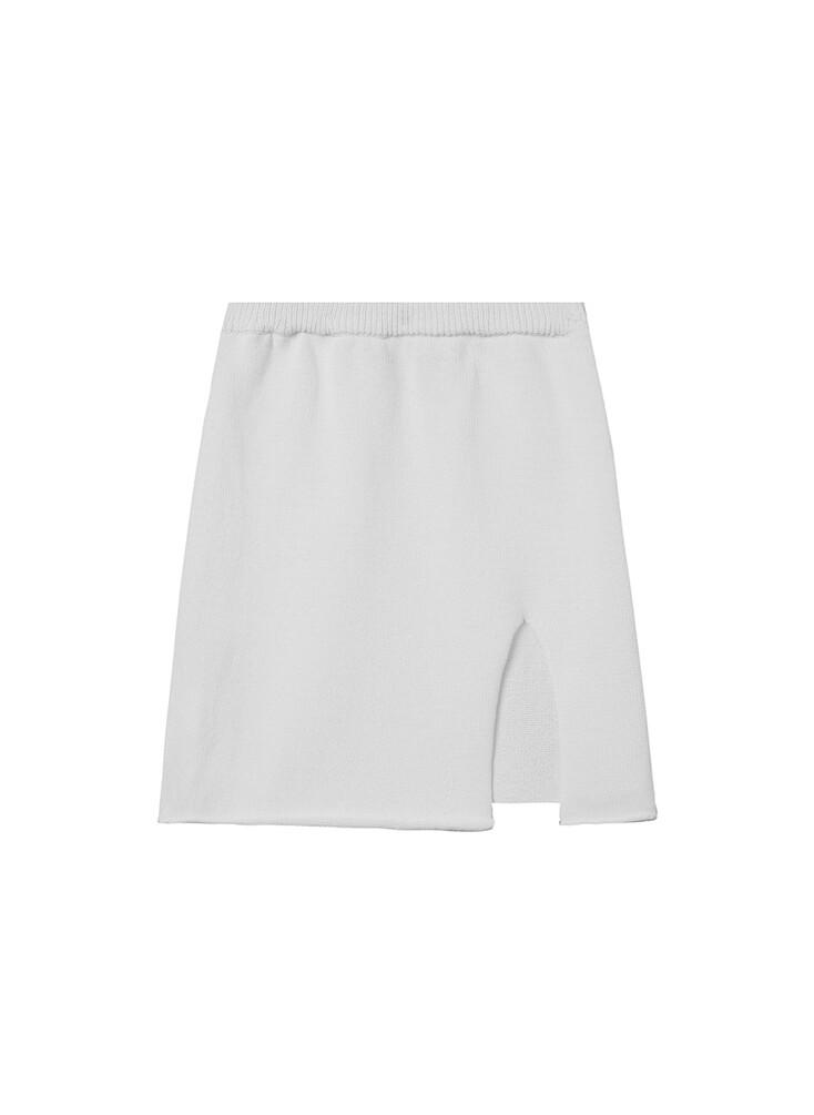 SLIT KNITTED SKIRT, WHITE
