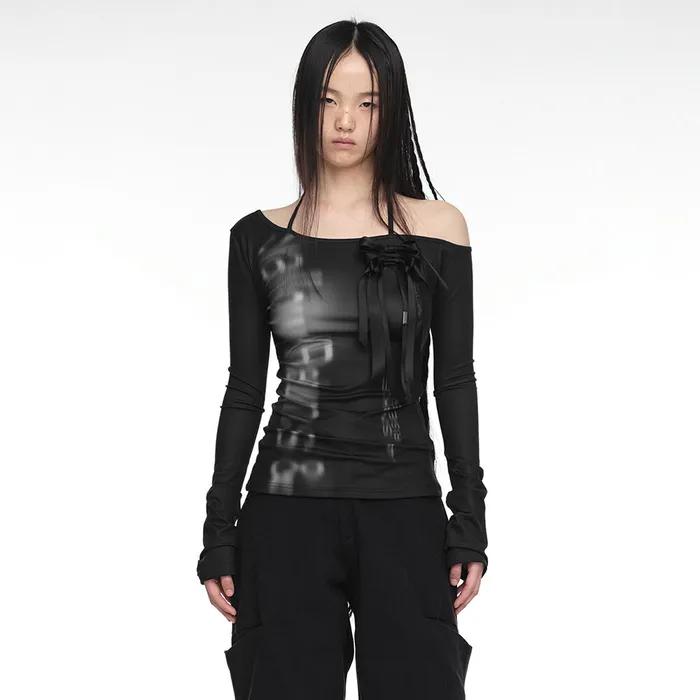 HALTER SLIM FIT LONG SLEEVE BLACK