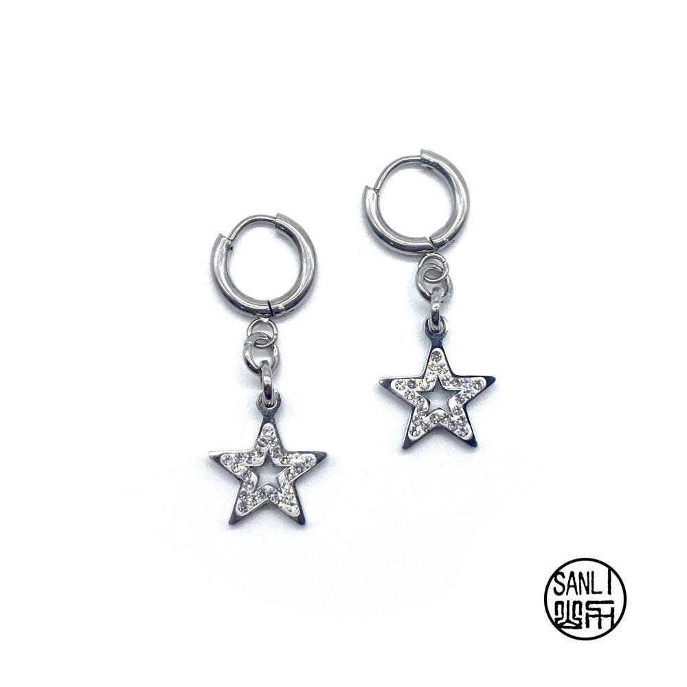 별 링 써지컬스틸 귀걸이 l star ring surgical steel earring l NCT 정우님 착용