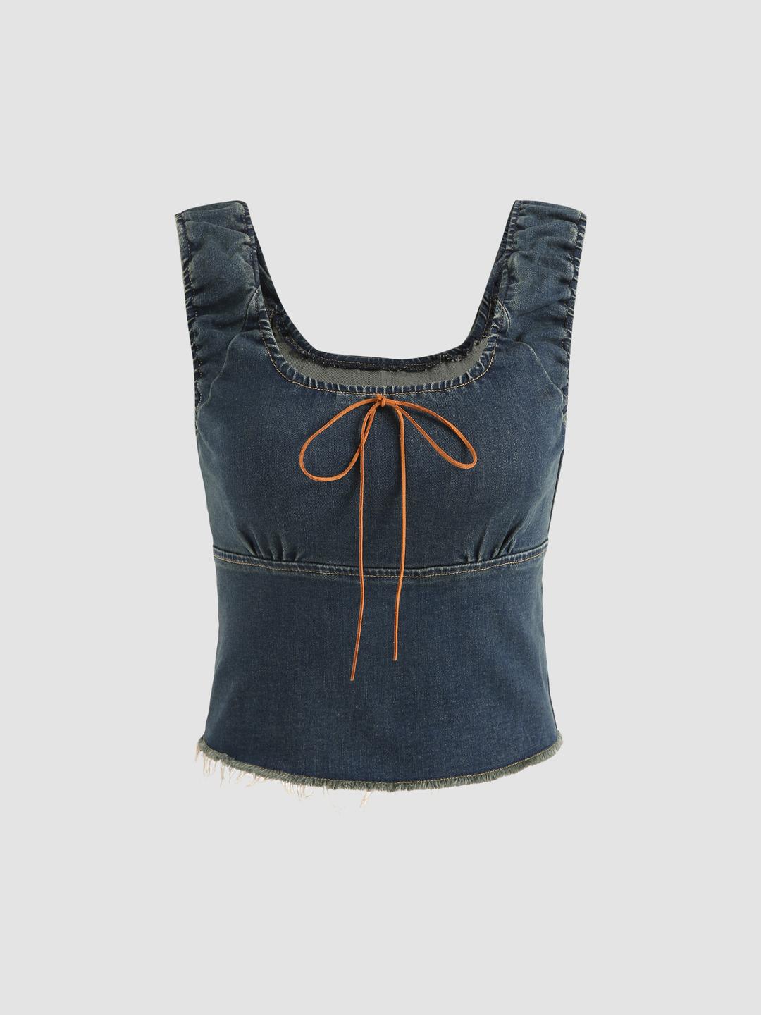 Denim Bow Tank Top