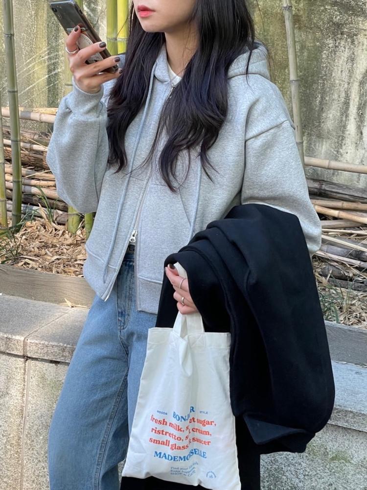 윈터 후드집업 회색 그레이 두꺼운 기모 크롭 후드 집업 먹색 투웨이 따뜻한 겨울