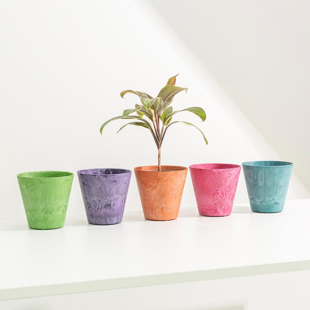 아트스톤 인테리어화분 거실 원형 분갈이화분 플라스틱 저면관수 화분 라운드클레어 17cm