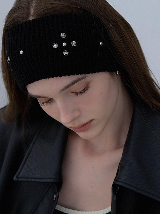 Stud knit hair band_3color