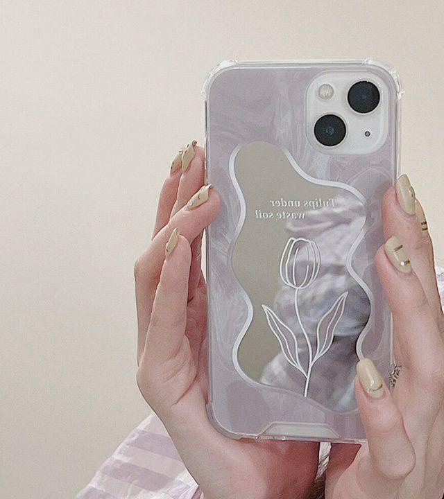 [당일출고]15입고 튤립 아이폰 미러케이스 범퍼 거울 케라 핸드폰케이스 (아이폰 7 8 SE2 SE3 X XS 11 12 14 15 프로 맥스 플러스 13미니)