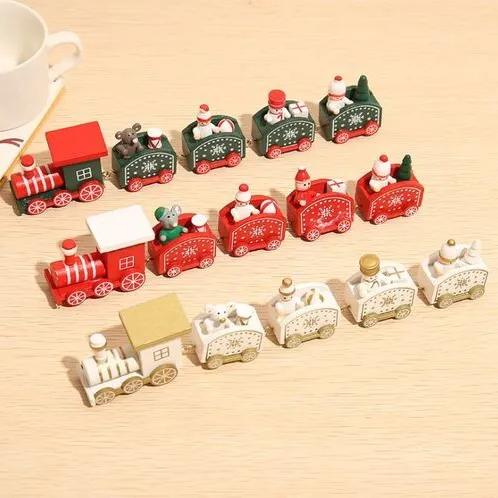 크리스마스 분위기 성탄절 산타 루돌프 미니 기차 장식품 원목 귀여운 인테리어 소품 장식