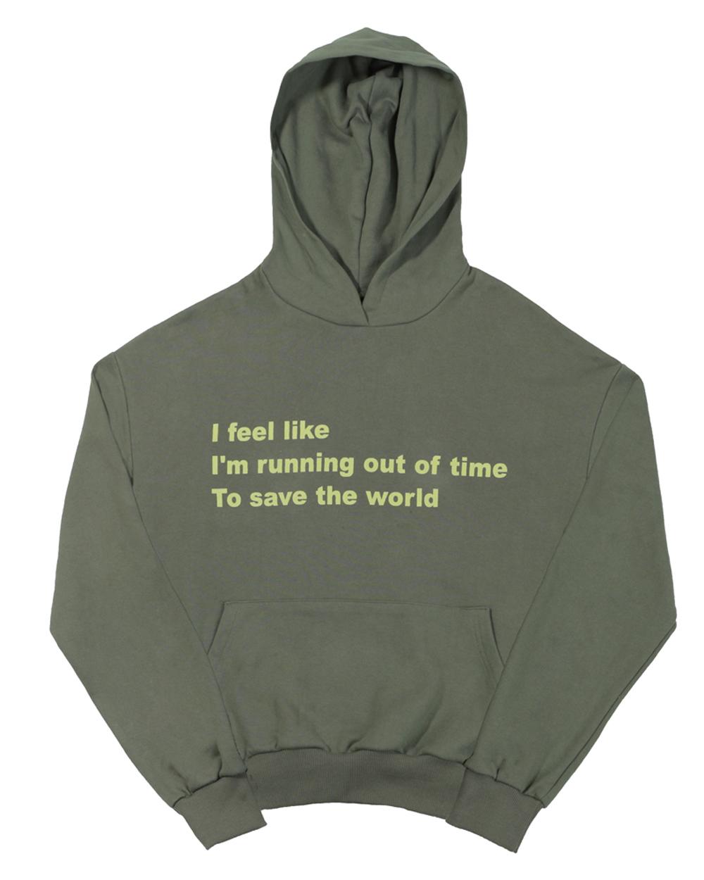 I FELL LIKE SAVE THE WOLRD HOODIE  ( KHAKI )