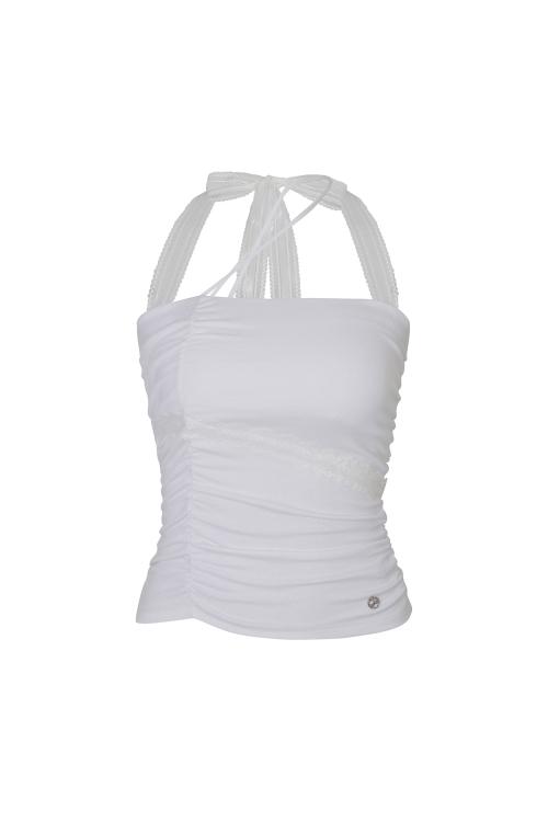 ANGEL SHIRRING TOP white