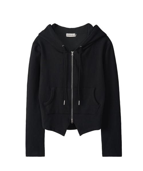 BASIC SLIM ZIP-UP HOODIE (BLACK)