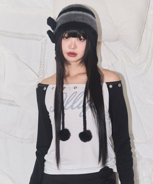 플레르 이어플랩 비니 블랙