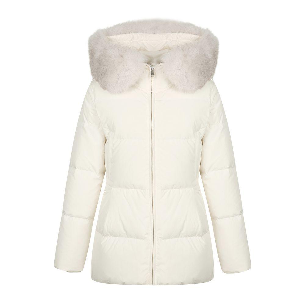 여성 폭스퍼 후드 슬림 덕다운 점퍼