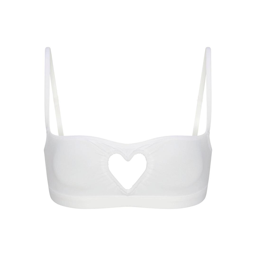 COTTON JERSEY HEART SCOOP BRALETTE | SNOW