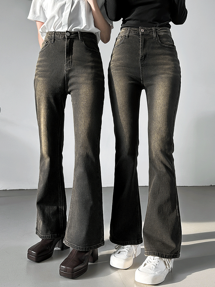 [당출🚀주문폭주] [숏/롱ver.] 하이웨스트 브라운 워싱 블랙진 루즈 롱 부츠컷 데님팬츠