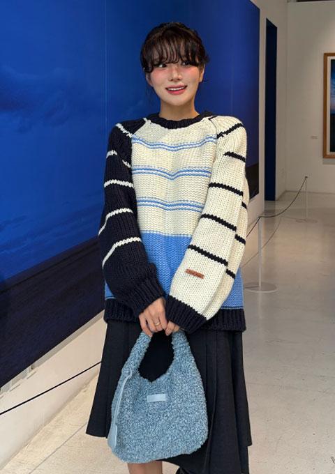 핸드메이드 단가라 뜨게 니트