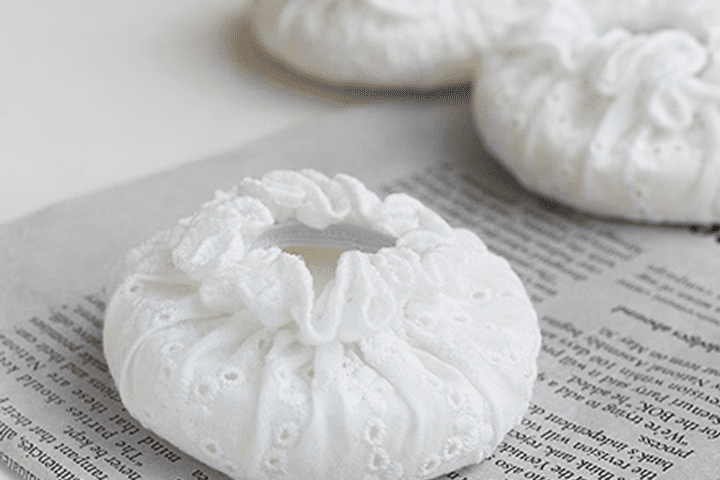 화이트자수 의자발커버 4p set