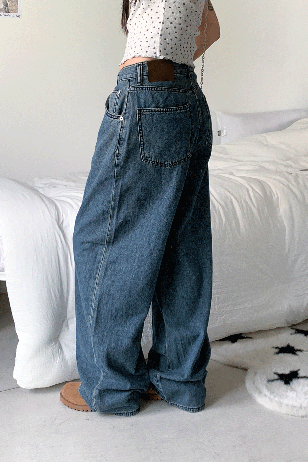 아쿠비클럽 retro summer denim wide pants