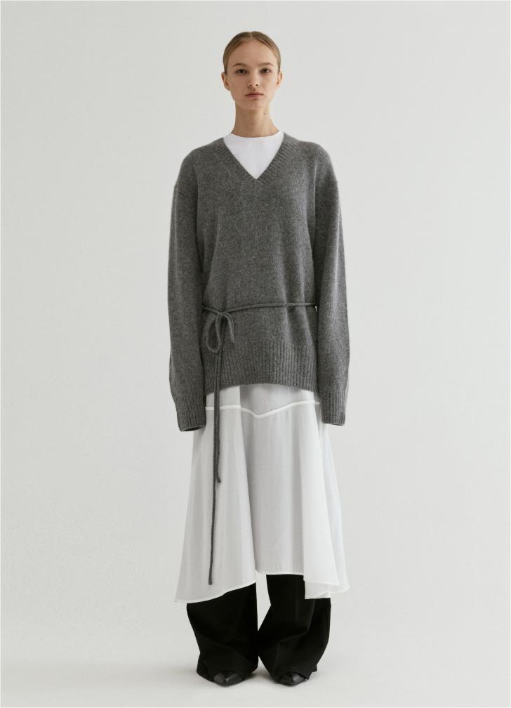 Alpaca V-Neck Sweater Gray