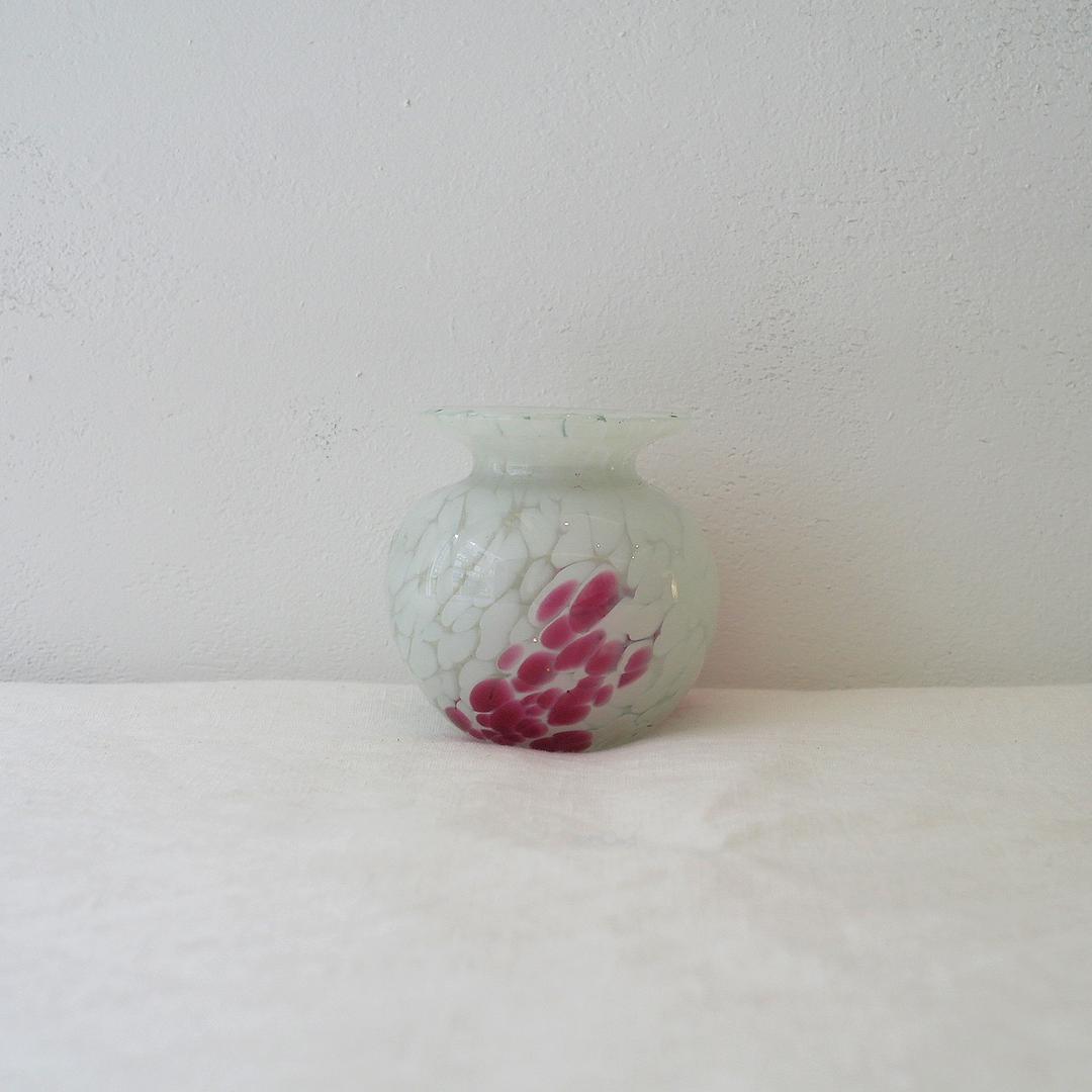 [Vintage] Vase Mottled - white & pink