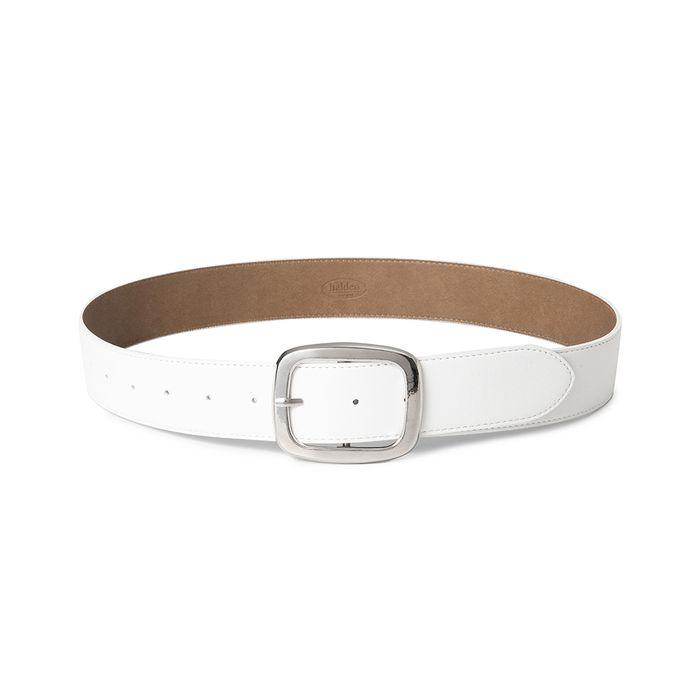 (W) wide silver buckle fake leather belt (T030_white)