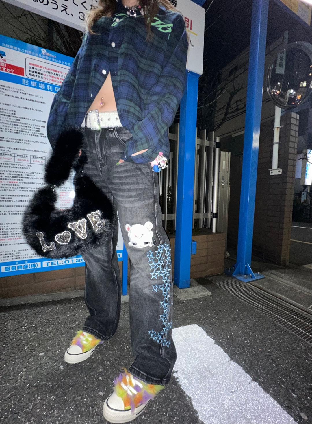 Retro Embroidered Loose Denim Jeans