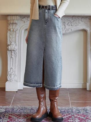 데님슬릿롱스커트 연청 AD177