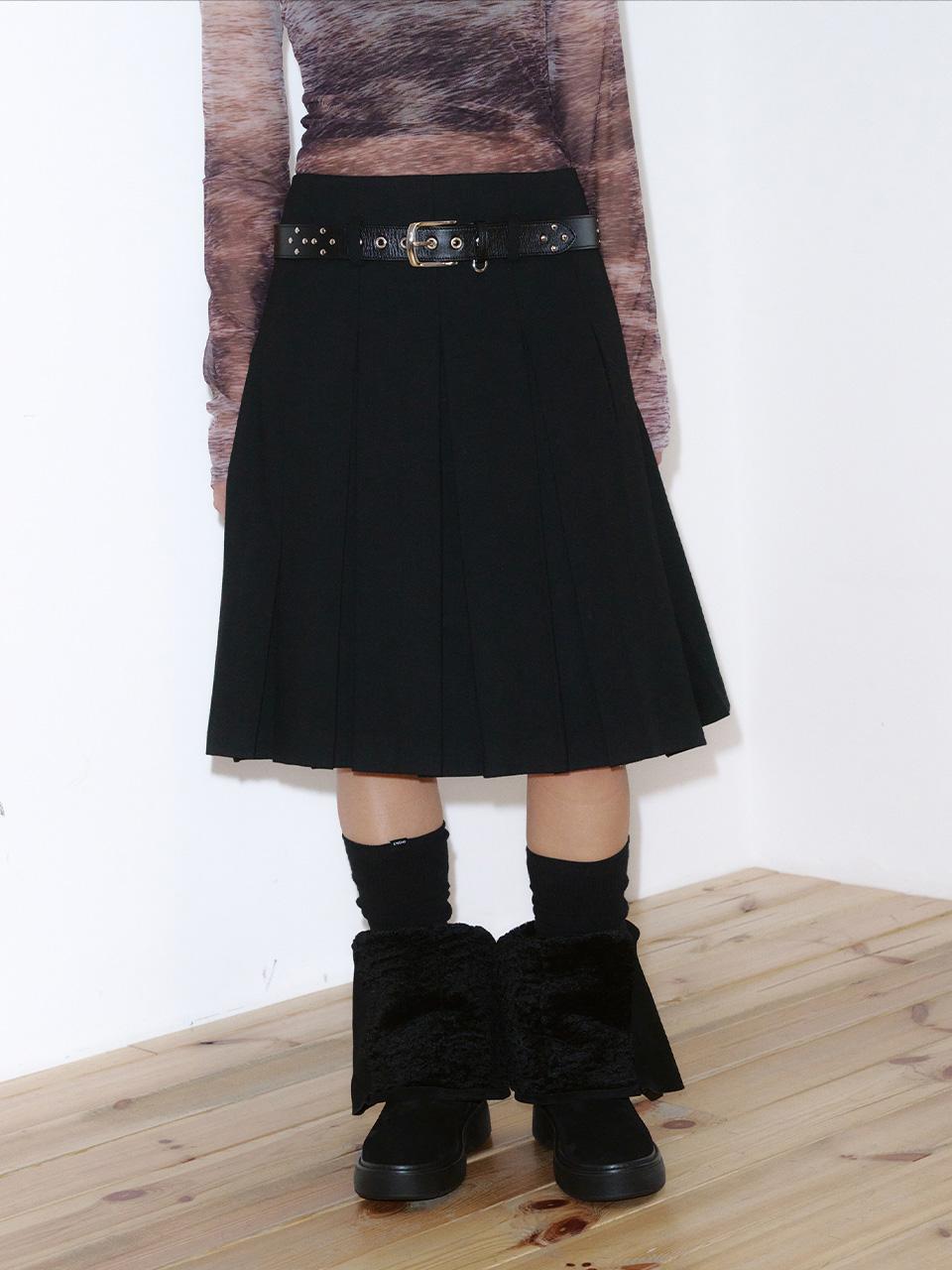 [12/12 출고][1차][Kijun X KHIHO] Wool Pleated Skirt Black
