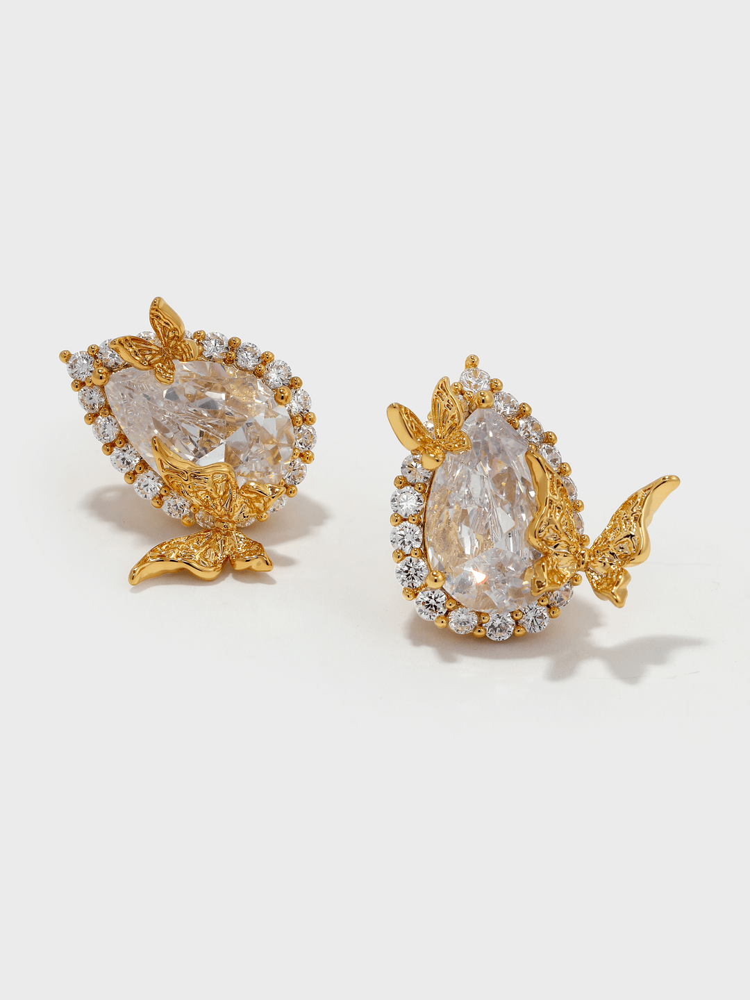 Teardrop-Shaped Butterfly Studs