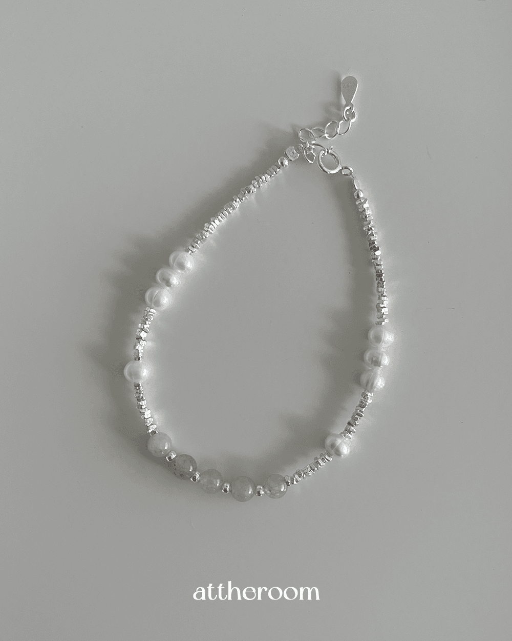 실버925 담수진주 실버 칩 아쿠아마린 원석팔찌