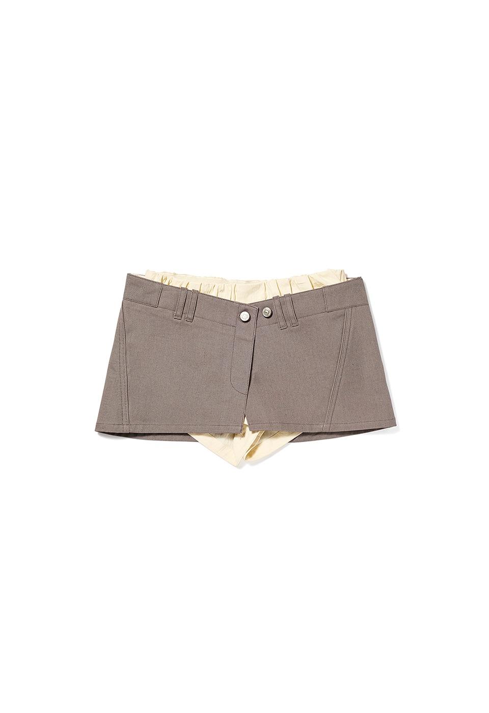 LAYERED MINISKIRT & BOXER SHORTS, WARM GRAY