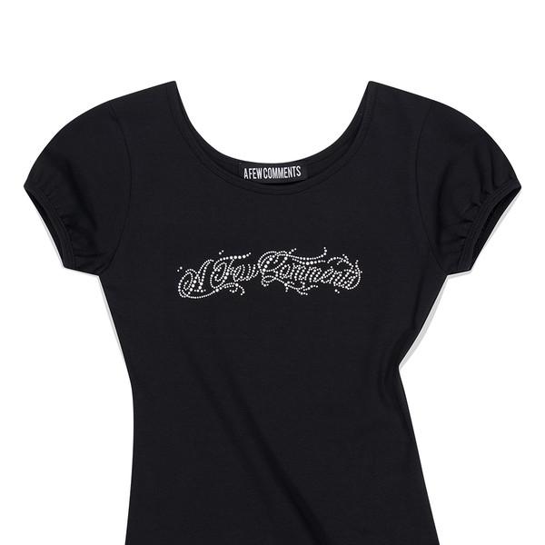Metal stud baby tee black