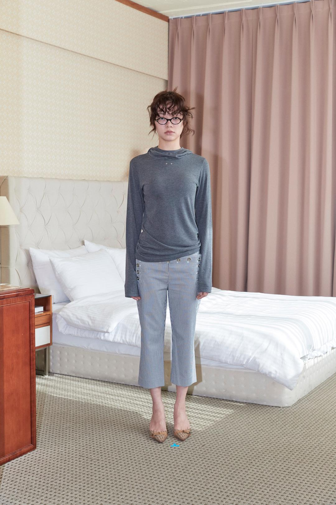 eyelet slim hoodie_charcoal