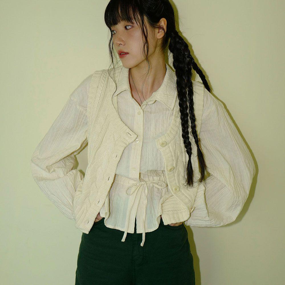 moui Grandma knit vest (Italy cotton-IVORY)
