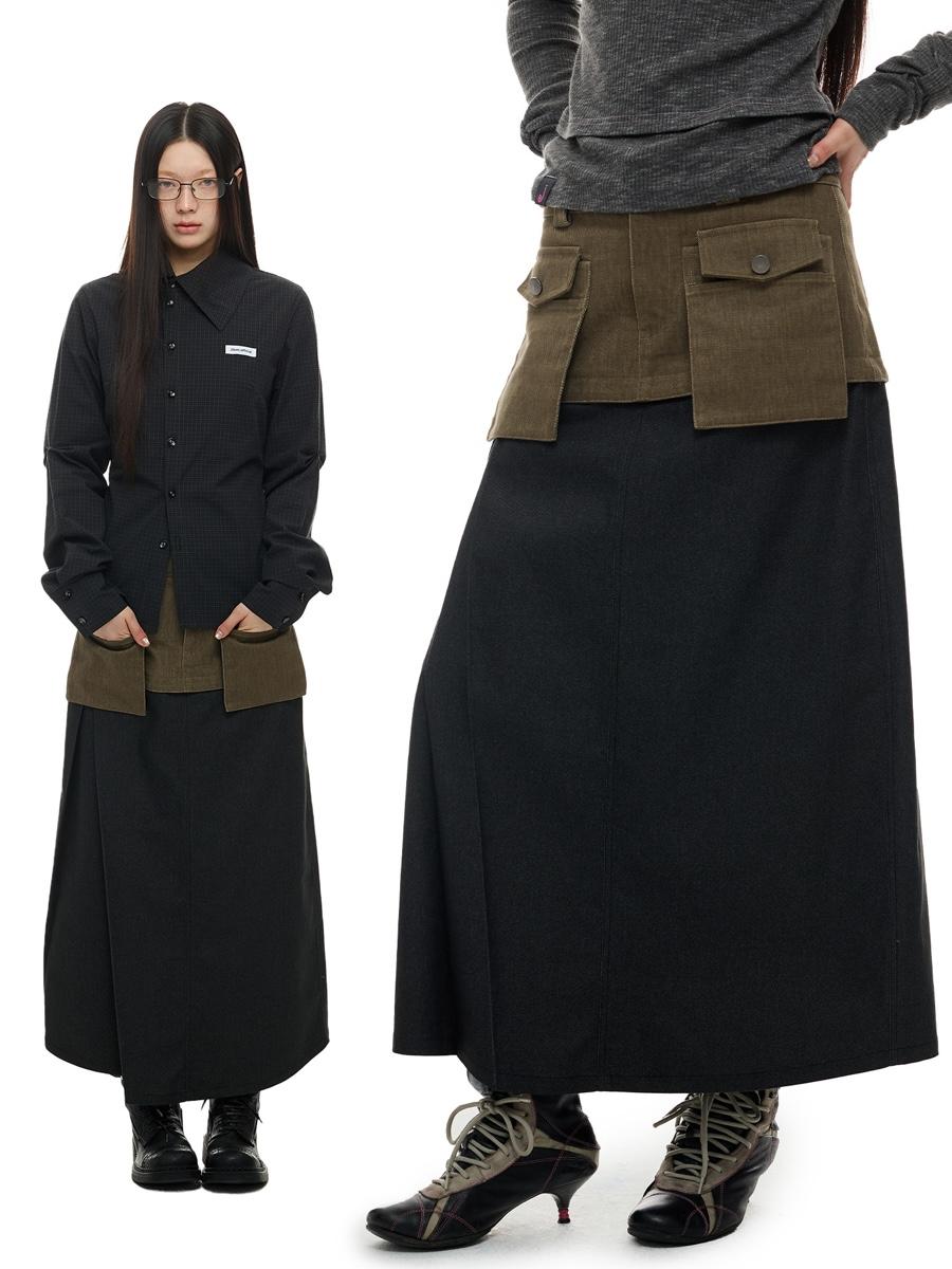 JIKOO Darkness Niche Work Long Skirt