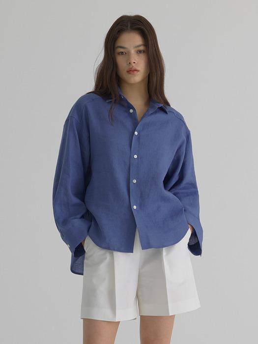 Linen Unbal Shirt_Blue