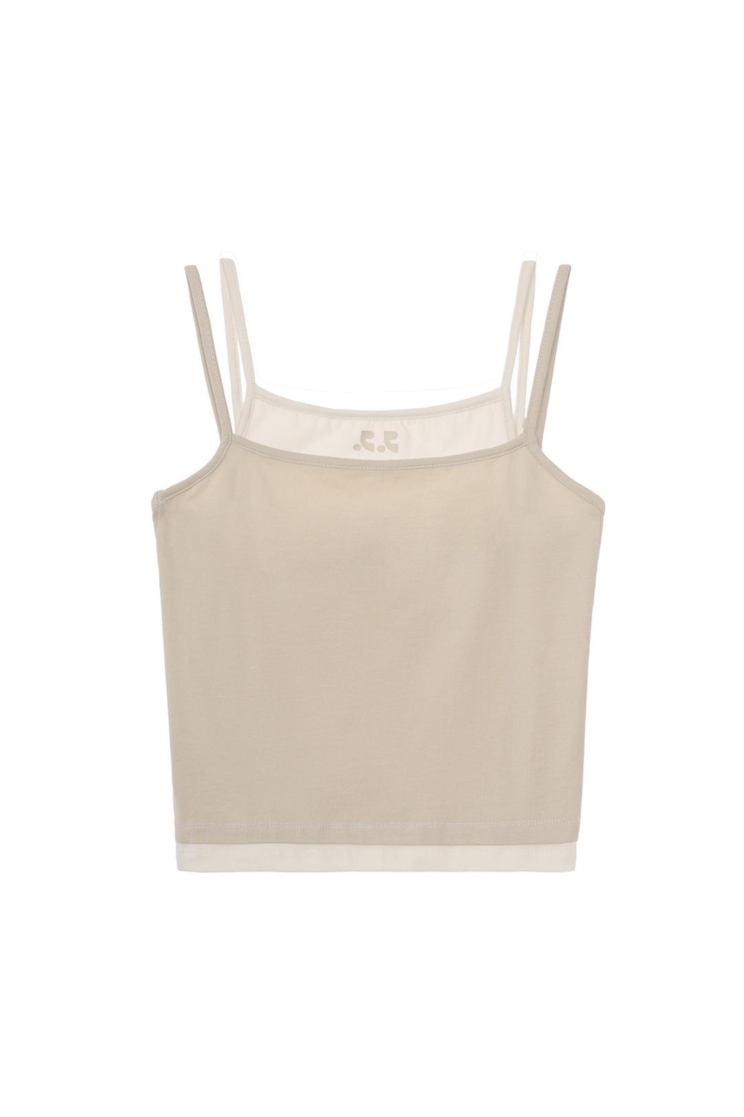 RR LAYERED SLEEVELESS TOP - BEIGE