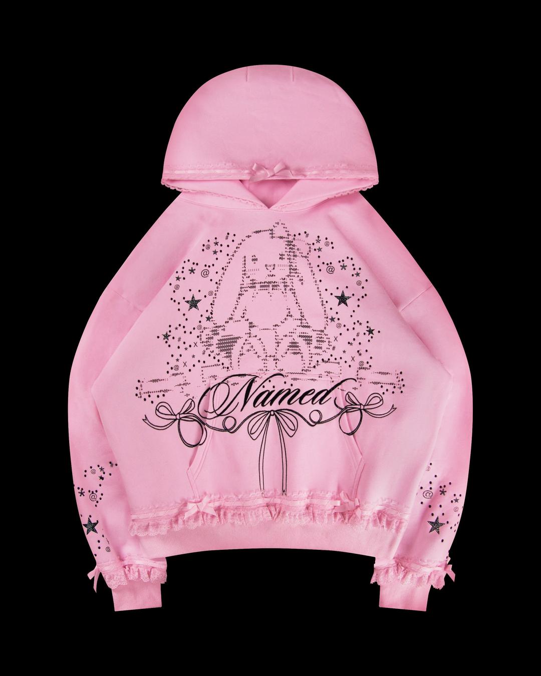 404 ERROR BUNNY HOODIE BABY PINK - XS