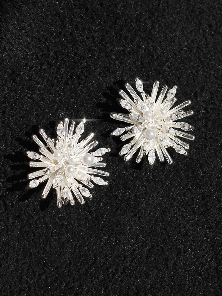 [*무배/당일] 스파클 눈꽃 진주 귀걸이