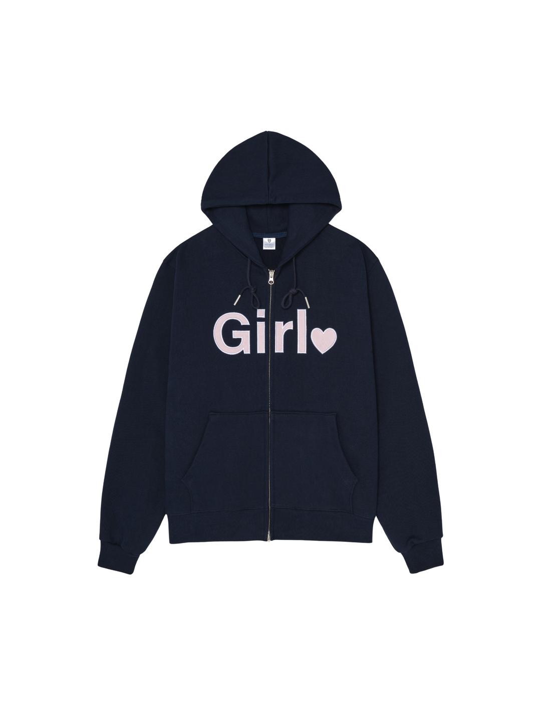 Girl zip-up hoodie - Navy (걸 후드 집업 네이비)