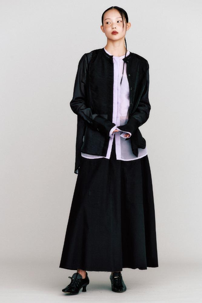 Kimi Round Sheer Blouse black