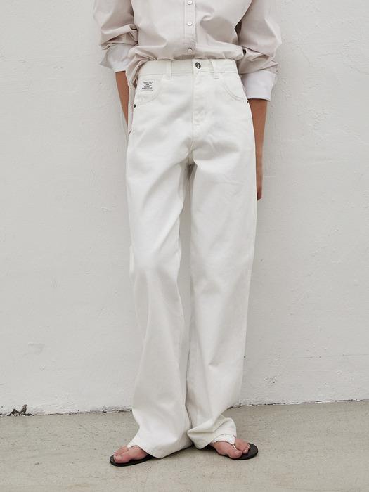 Signature Semi Wide Denim Pants_CREAM WHITE