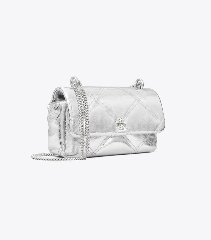 Kira Metallic Diamond Quilt Mini Flap Bag - Silver