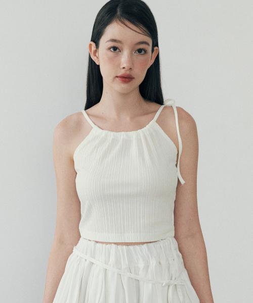 Ribbon Halterneck Top - WHITE