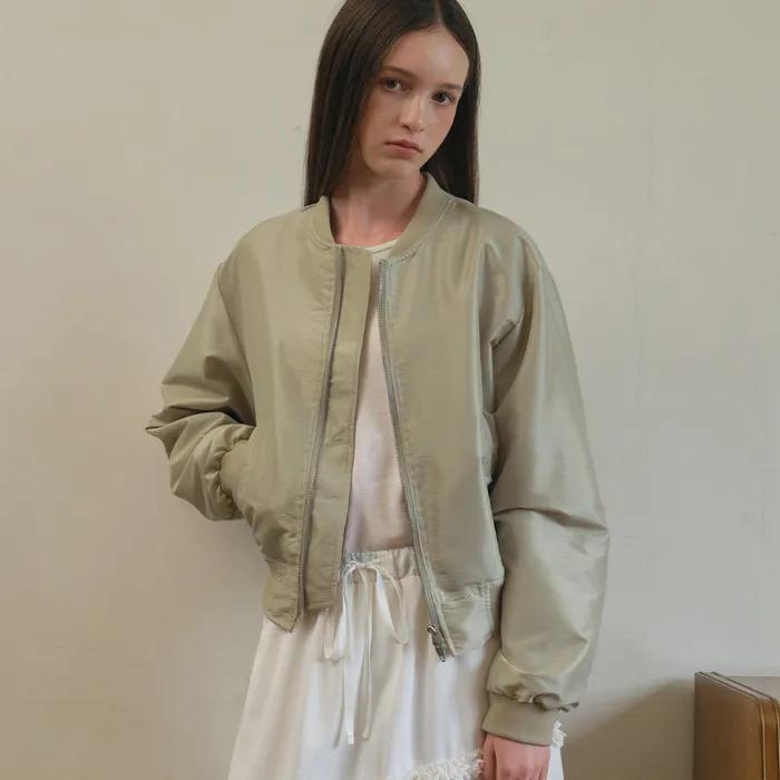 Glossy Blouson Jacket_Beige(O25-OT04)
