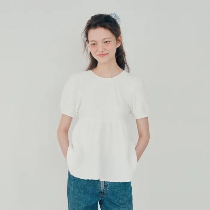 크링클 리본 블라우스_Milk Foam