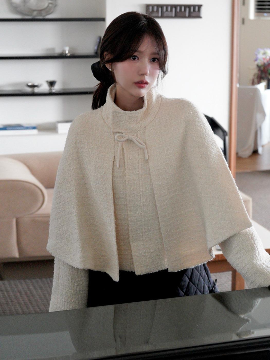 주미니픽♥[크리에이터픽]리본타이 케이프 숏자켓 S254T101