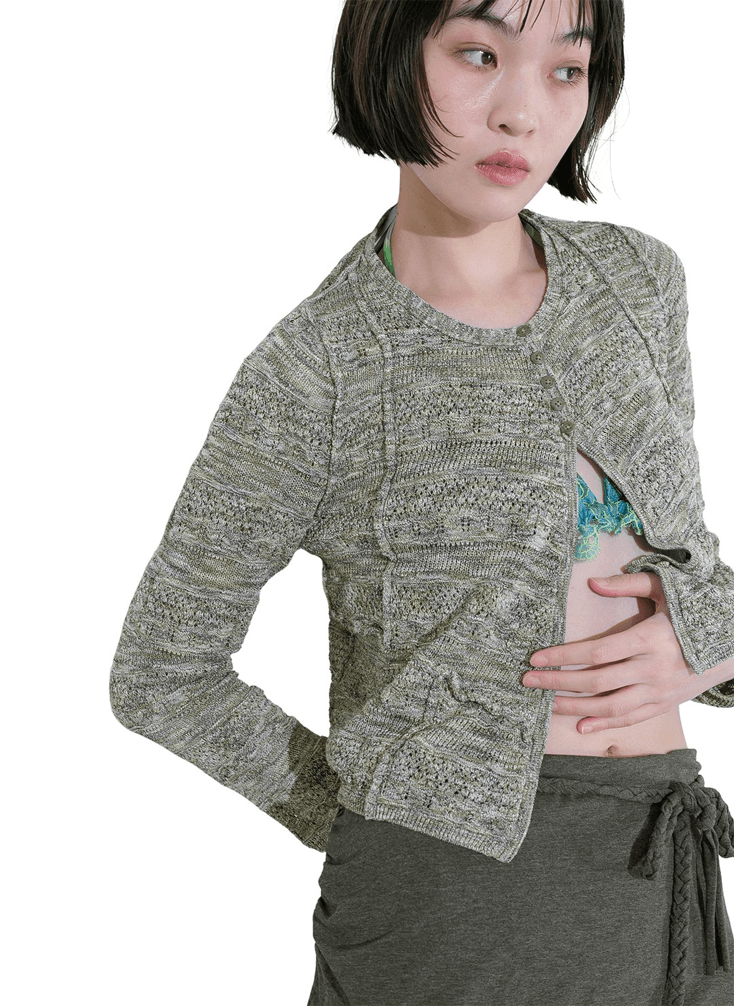 PINCHED SEAM KNIT CARDIGAN