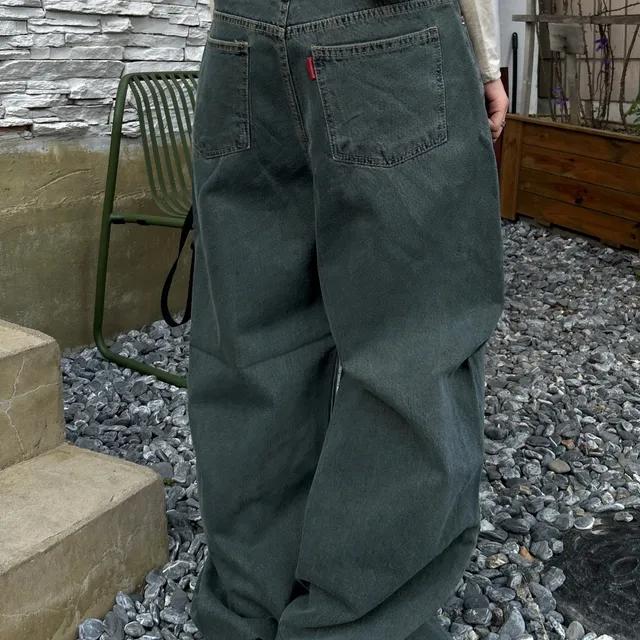 [누적판매100장/Unisex] 와이드 피그먼트 데님 팬츠