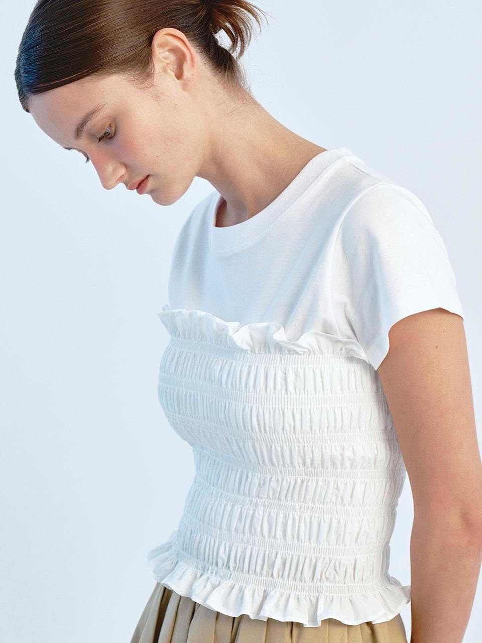 [B-grade 50%]SMOCKED TOP - IVORY