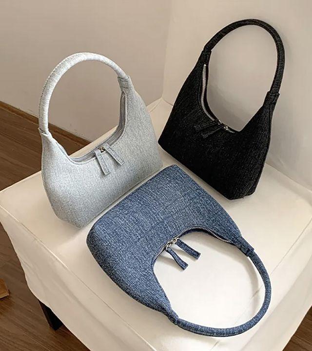 블루밍 호보 라운드 빈티지 데님 숄더백 (4color)